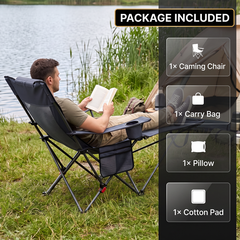 Premium Reclining Outdoor Camping Chair – Adjustable Comfort Seat - 7