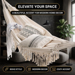 Boho Macrame Double Hammock Swing with Tassels – 2 Person Hanging Chair for Indoor & Outdoor Relaxation - 7