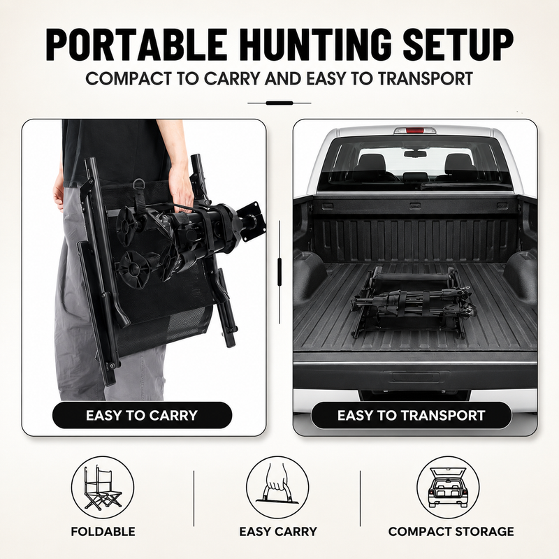 360° Swivel Hunting Chair with Adjustable Legs & Rifle Rest – Portable Tripod Seat - 7