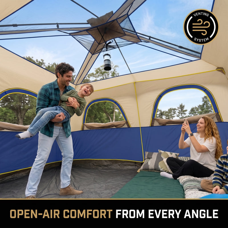 8–10 Person Instant Cabin Camping Tent with Room Divider - 7