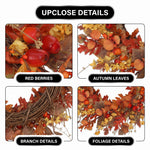 22-Inch Artificial Fall Wreath for Front Door – Berry, Pumpkin & Floral Styles - 7