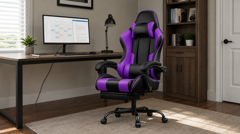 Reclining Gaming Chair with Footrest, Lumbar Support & 360° Swivel fit and scale thumbnail 7
