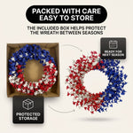 4TH OF JULY WREATH FOR FRONT DOOR – RED, WHITE & BLUE PATRIOTIC DÉCOR - 7