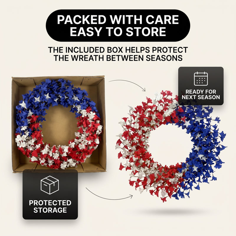 4TH OF JULY WREATH FOR FRONT DOOR – RED, WHITE & BLUE PATRIOTIC DÉCOR - 7