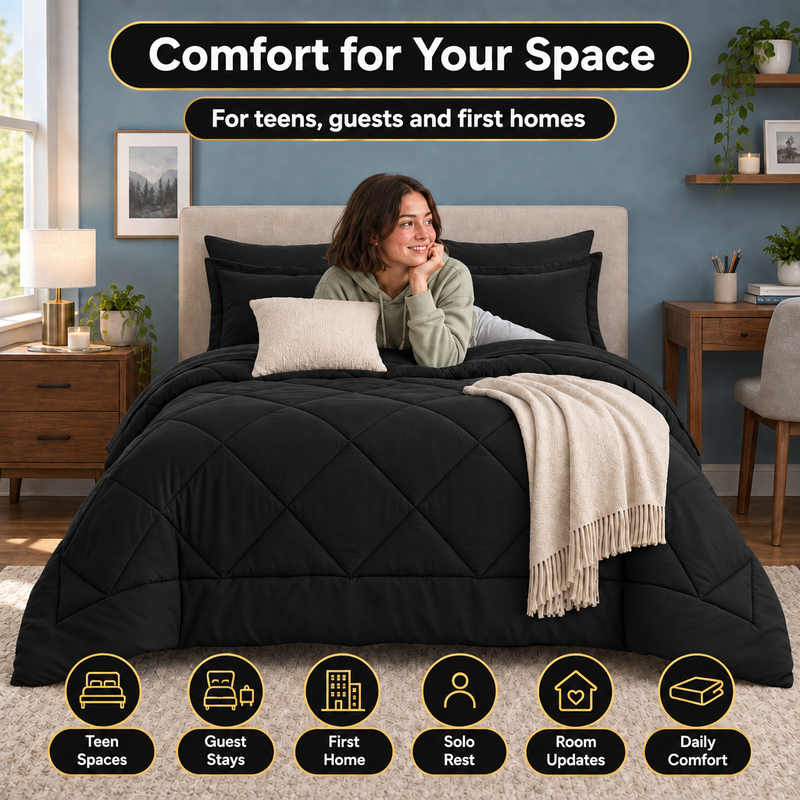 BEDDING SETS – 7-PIECE COMFORTER SET WITH SHEETS - 7