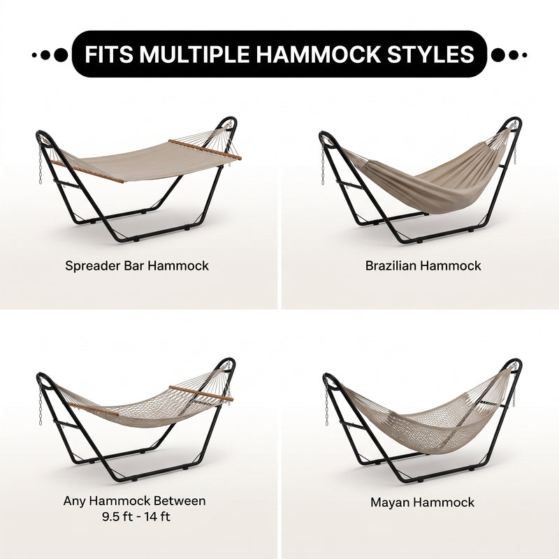 Adjustable 9-14FT Heavy-Duty Hammock Stand – 550-660LBS Outdoor/Indoor Steel Frame - 7