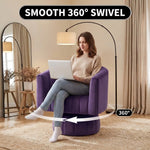 Channel Tufted Swivel Accent Chair – Velvet Barrel Chair - 7