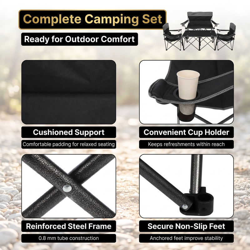 Outdoor 4-Piece Folding Chair and Table Set – Perfect for Camping and Picnics - 7