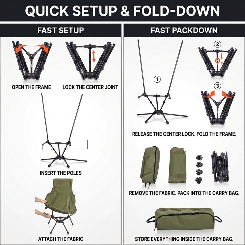 Ultra-Compact High Back Folding Camping Chair – Lightweight & Portable - 7