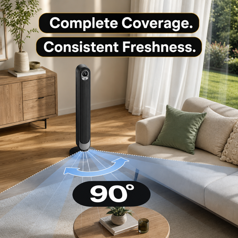 Tower Fan With Remote – 90° Oscillation, 36″ & 42″ - 7