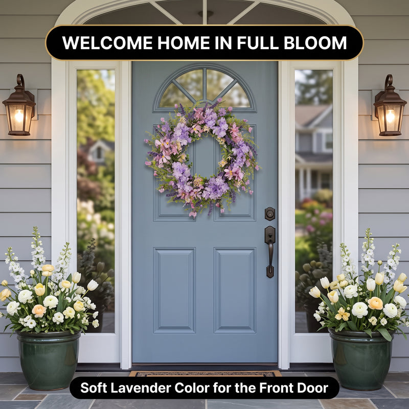 HYDRANGEA WREATH FOR FRONT DOOR – ARTIFICIAL FLORAL PORCH DÉCOR - 7