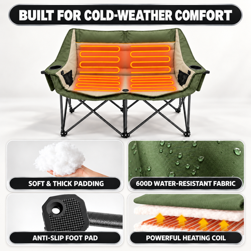 Heated Camping Chair – Single Chair & Double Loveseat Options - 7