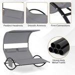 Outdoor Chaise Lounger with Canopy – Single & Double 2-Person Patio Sun Lounger with Cushions & Headrest - 7