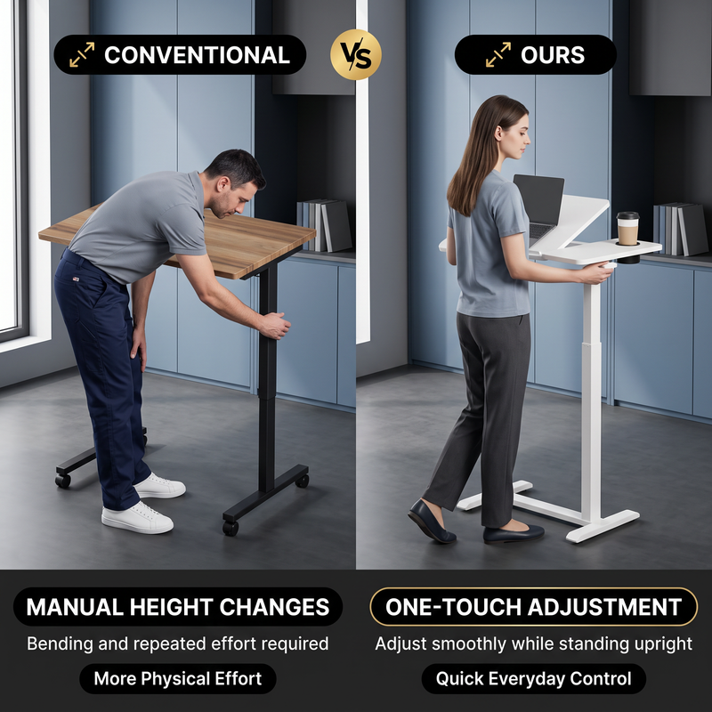 Adjustable Overbed Table With Wheels for Bed & Laptop - 7