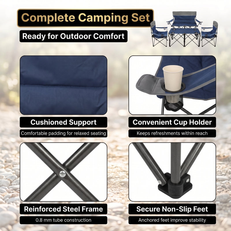 Outdoor 4-Piece Folding Chair and Table Set – Perfect for Camping and Picnics - 7