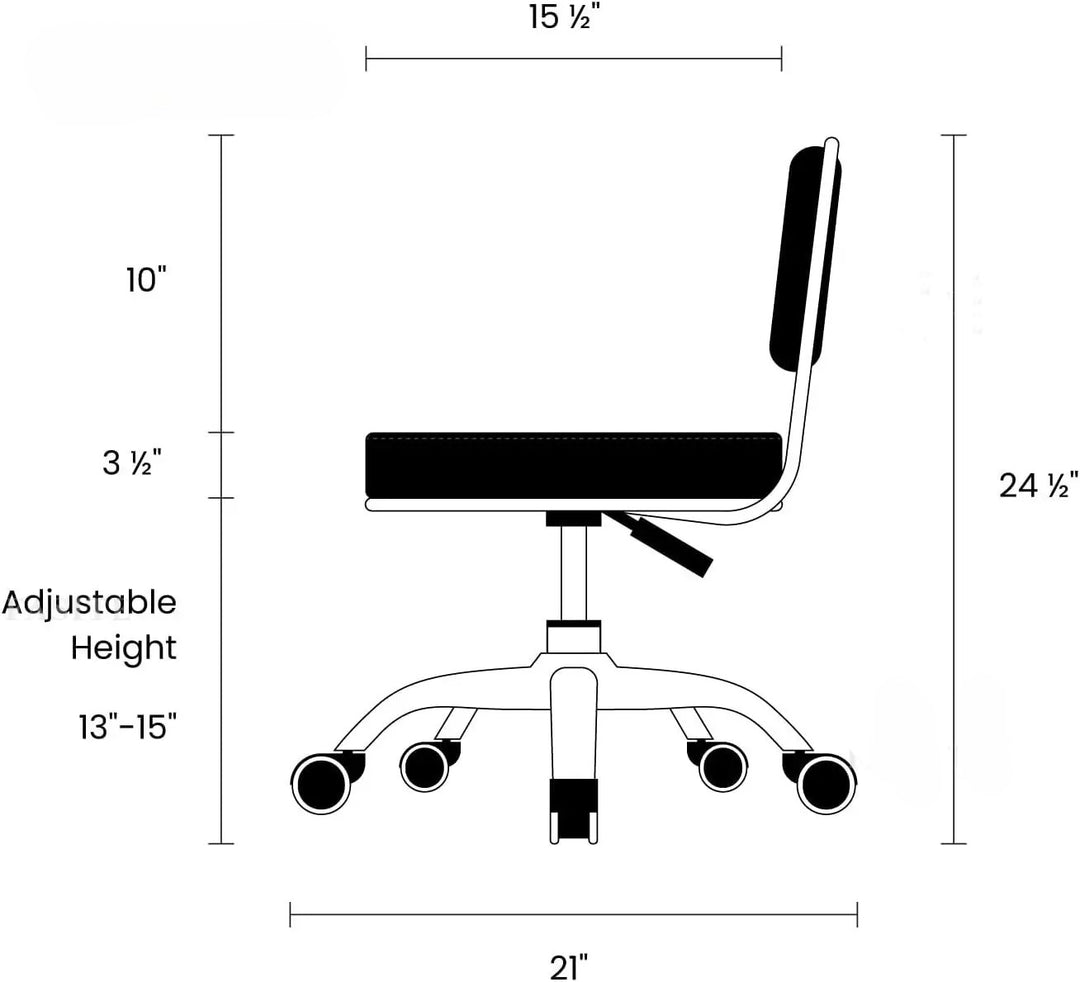 Nordic Short Stool Adjustable 13-15 Rolling Pneumatic, Paded Shower Bench Back-Support