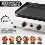 2 & 3 BURNER PORTABLE PROPANE FLAT TOP GRIDDLE – 20,000–45,000 BTU OUTDOOR GRIDDLE WITH SIDE SHELVES & CART - 7