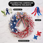 4TH OF JULY WREATH FOR FRONT DOOR – RED, WHITE & BLUE PATRIOTIC DÉCOR - 7