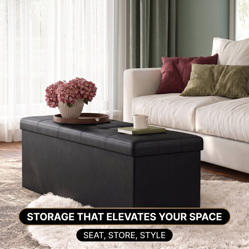 BENCH WITH STORAGE – FOLDING OTTOMAN WITH PADDED SEAT - 7