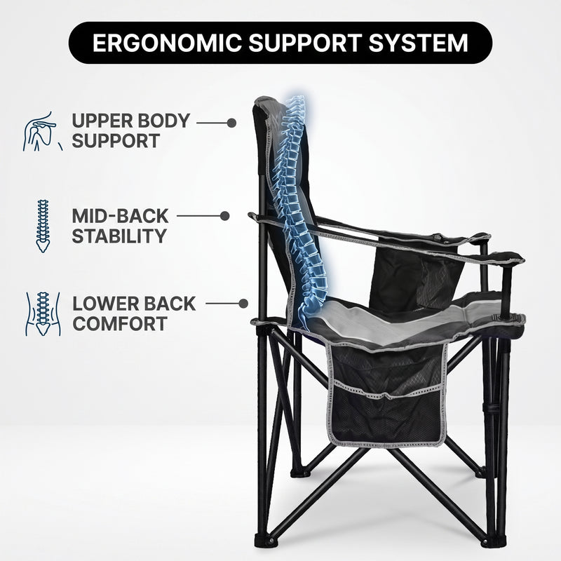 Heavy Duty Portable Folding Camping Chair with Cup Holder & Cooler Pocket - 7