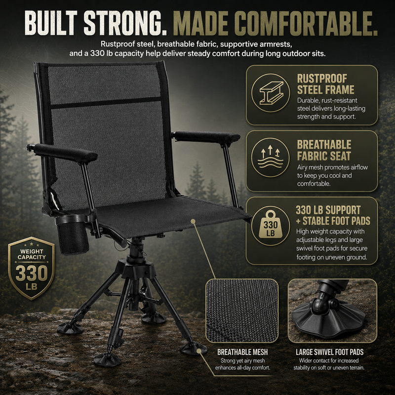 Portable Adjustable Hunting Chair with Swivel & Heated - 7