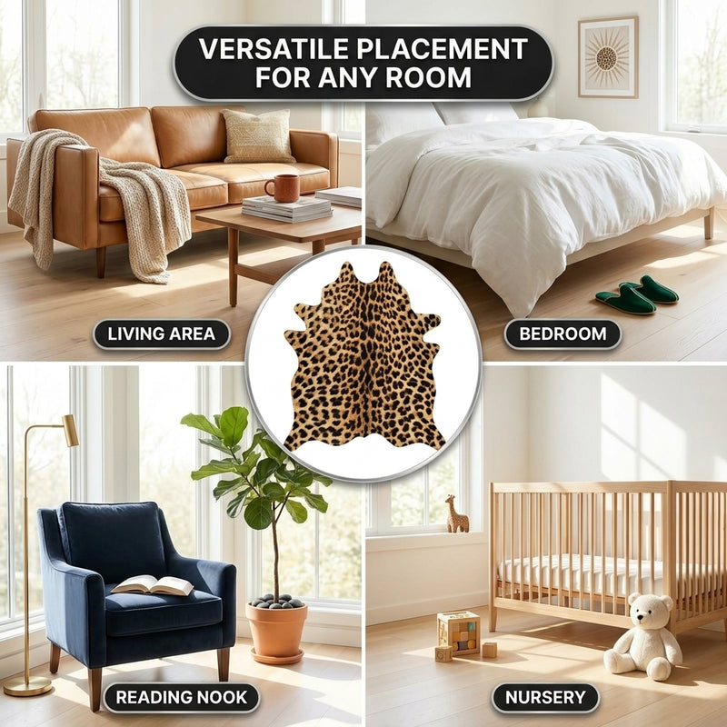 Faux Cowhide Rug – Animal Print Area Rug for Living Room, Bedroom & Office - 7