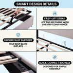 Lift-Up Storage Bed Frame with Upholstered Wingback Headboard - 7