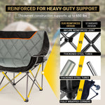 Oversized Padded 2-Person Folding Camping Loveseat Chair – Heavy Duty Outdoor Seating - 7