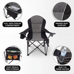 Oversized Portable Camping Chair with Lumbar Support & Cooler Bag - 7