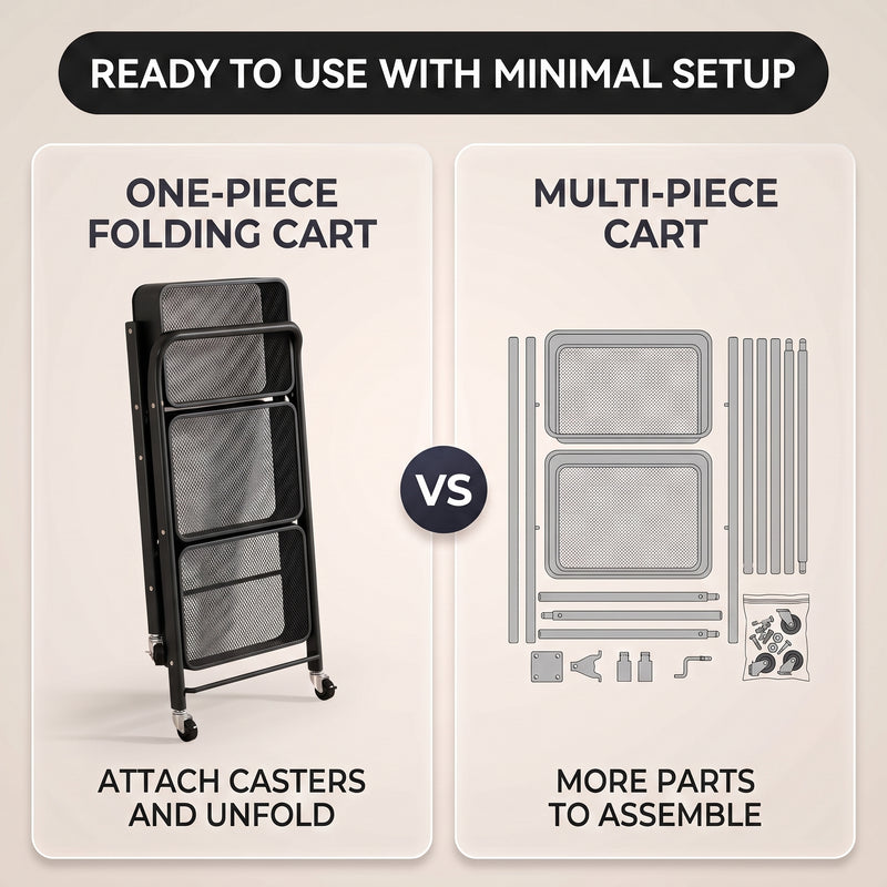 3-Tier Metal Rolling Cart – Foldable or Fixed Pegboard Styles - 7