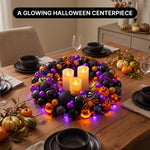 HALLOWEEN WREATH WITH LIGHTS FOR FRONT DOOR – PRE-LIT PUMPKIN, WITCH & GOTHIC PORCH DÉCOR - 7