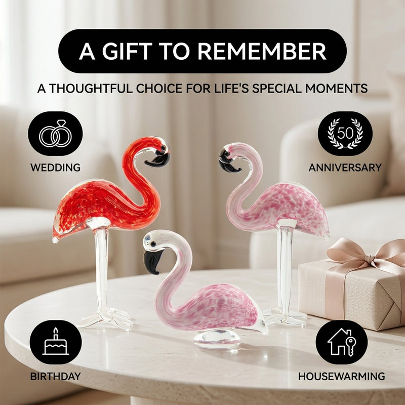 Glass Flamingo Figurine – Hand-Blown Art Glass Decor - 7