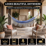 Boho Macrame Double Hammock Swing with Tassels – 2 Person Hanging Chair for Indoor & Outdoor Relaxation - 7