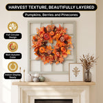 Pumpkin Wreath for Front Door – Fall Farmhouse Décor - 7