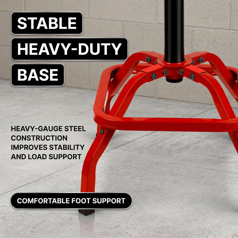 Adjustable Shop Stool with Backrest - Workbench Stool for Garage & Workshop, Swivel Bar Stool with Back Support, Padded Mechanic Stool - 7