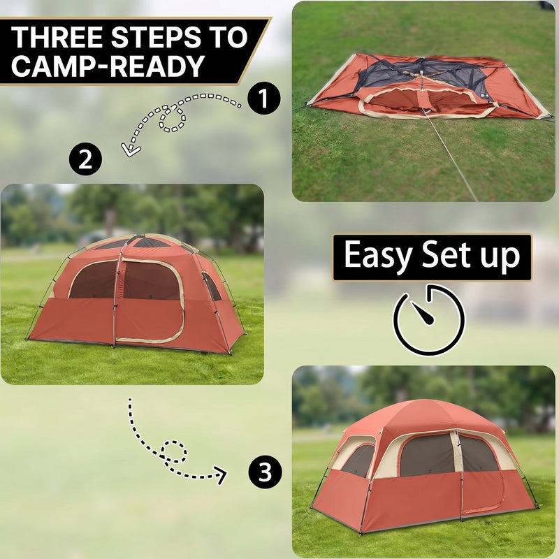 5–8 PERSON FAMILY DOME CAMPING TENT – WATERPROOF OUTDOOR TENT WITH RAINFLY & CARRY BAG - 7