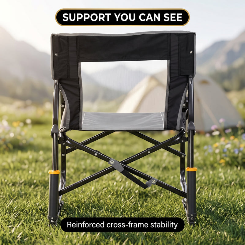 ROCKING CAMPING CHAIR – FOLD-FLAT CHAIR WITH CUP HOLDER - 7