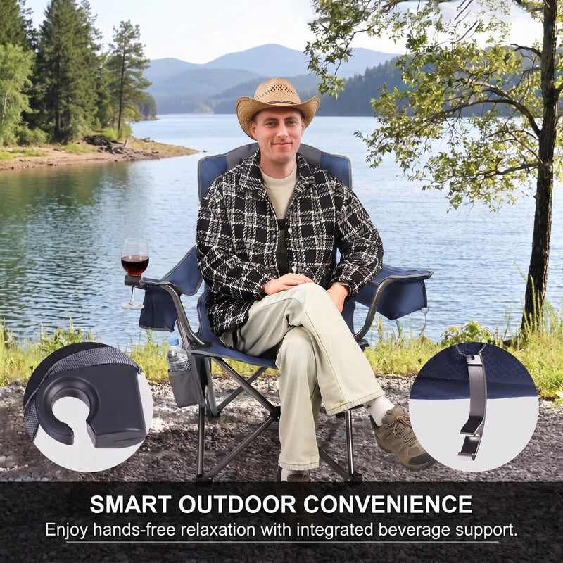 Oversized Portable Camping Chair with Lumbar Support & Cooler Bag - 7