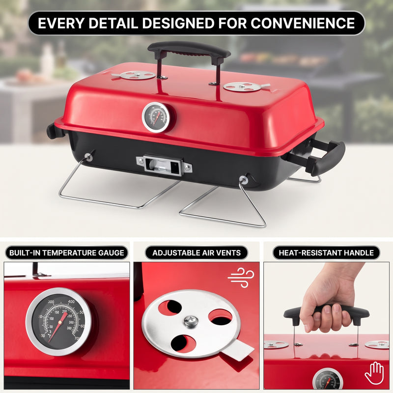 PORTABLE TABLETOP BBQ GRILL – CHARCOAL OUTDOOR GRILLS FOR CAMPING, PATIO, BEACH & BACKYARD - 7