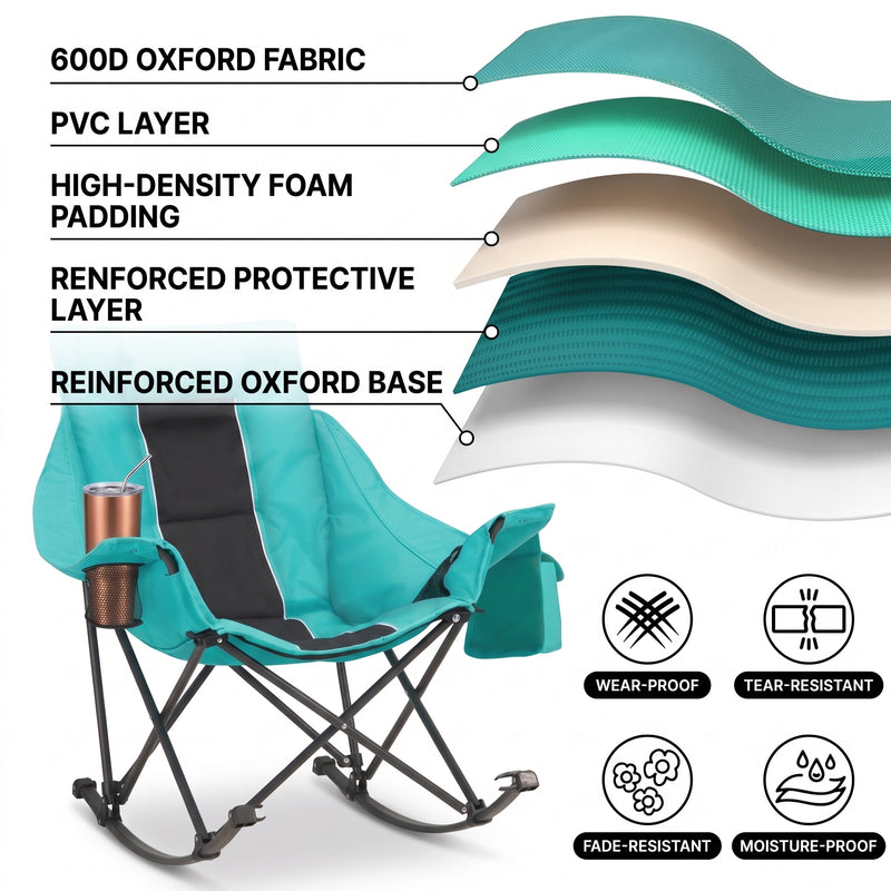 Oversized Folding Rocking Camping Chair with Padded Headrest - 7