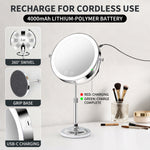 Double-Sided Magnifying Makeup Mirror – LED, Rechargeable, Height-Adjustable - 7