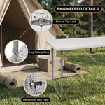 4 ft Adjustable Folding Camping Table - 7