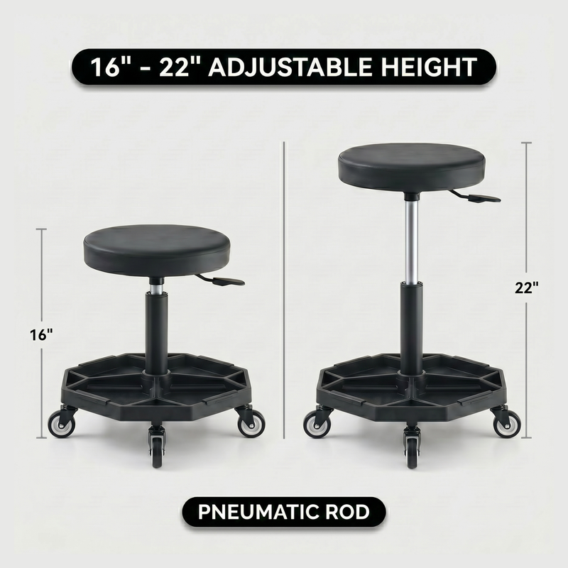 360° Swivel Pneumatic Mechanic Stool — 300–330 lbs Capacity, Padded Seat | Trufairs - 7