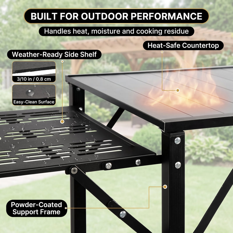 Camping Portable Cook Station/Kitchen Table, Folding Outdoor Cooking Table with Storage - 7