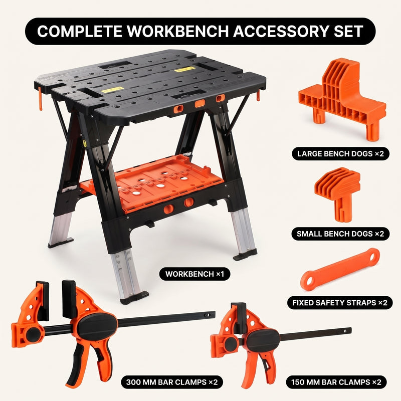 Portable Workbench & Folding Sawhorse – 2-in-1 Work Table - 7