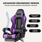 GAMING CHAIR WITH FOOTREST – LUMBAR SUPPORT & 360° SWIVEL - 7