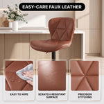 COUNTER BAR STOOLS SET OF 2 – ADJUSTABLE SWIVEL FAUX LEATHER SEATS - 7