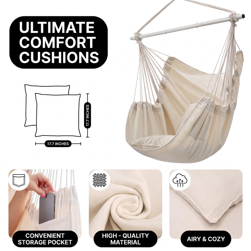 Premium Cotton Hanging Hammock Chair for Indoor & Outdoor Relaxation - 7