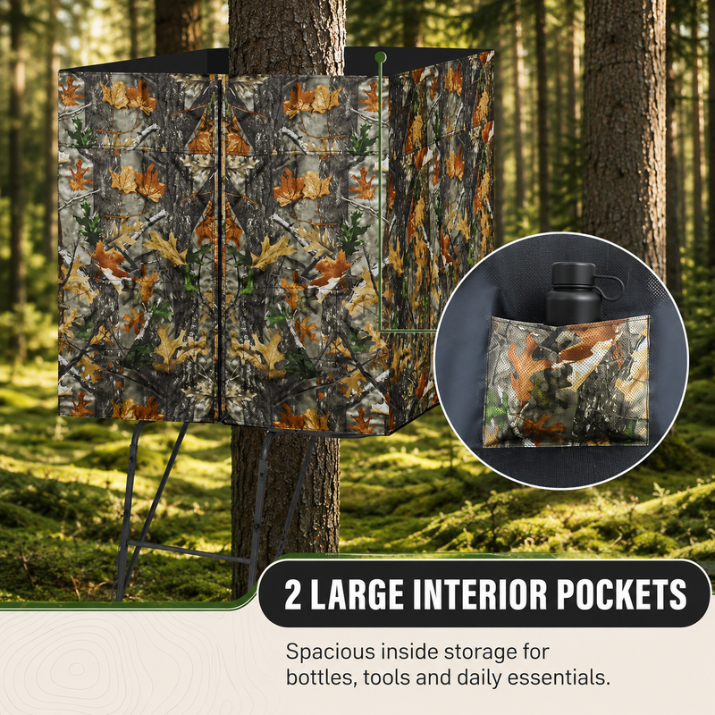 Hunting Tree Stand Blinds Cover 142" x 35" Extra Large Camouflage Universal Tree Stand Blinds Realistic Forest Camo Treestand Cover with Zipper for Deer Elk Hunting, Frames Not Included - 7