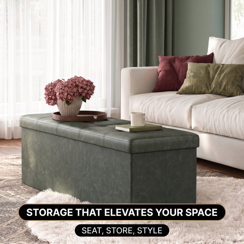 BENCH WITH STORAGE – FOLDING OTTOMAN WITH PADDED SEAT - 7